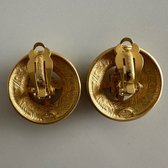 GIVENCHY Vintage Designer Runway Clip-On Earrings Signed